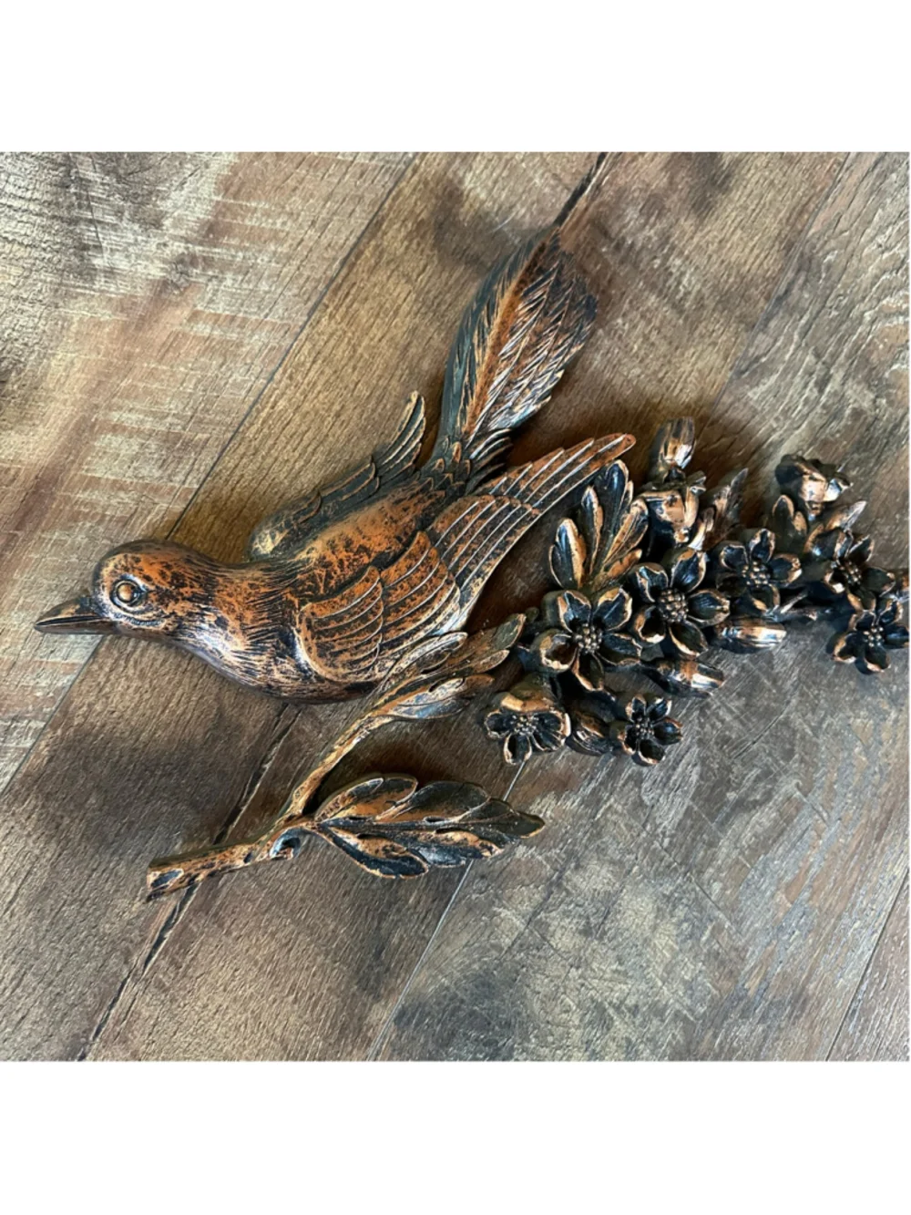 Vintage 1970s Coppercraft Guild Bird Wall Plaques Set of 2 Floral MCM Decor F26